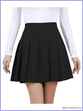 Women's Pleated Mini Skort with Built-in Shorts High Waist Active Skirt